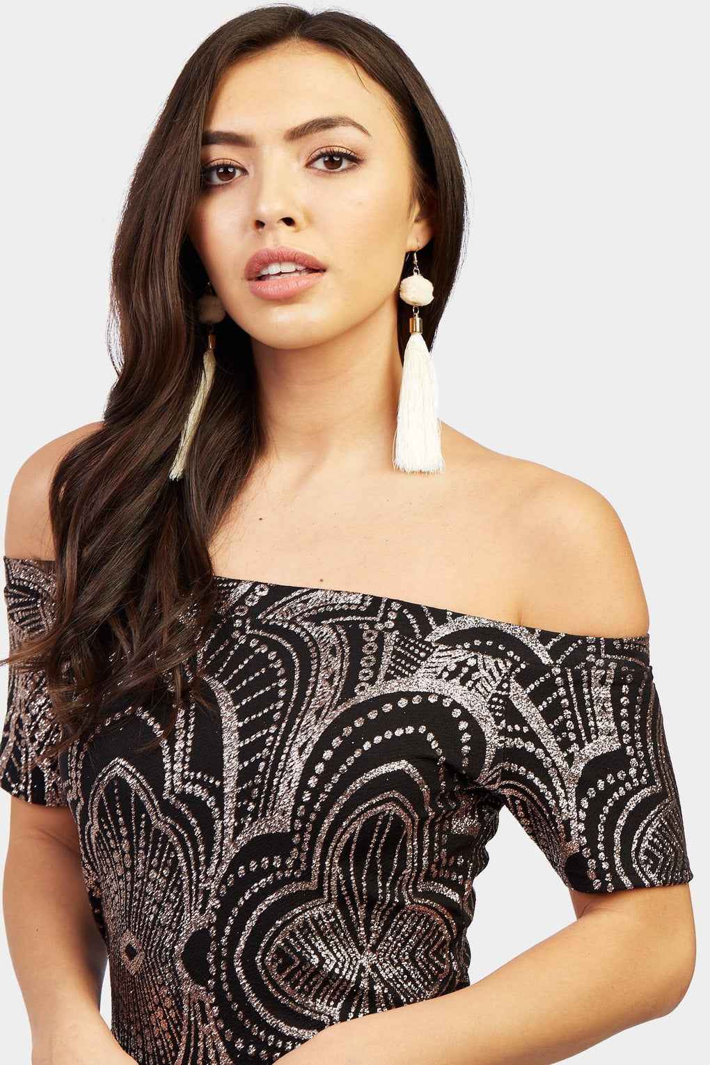 Black/Bronze Glitter Sexy Mini Dress - Image 4