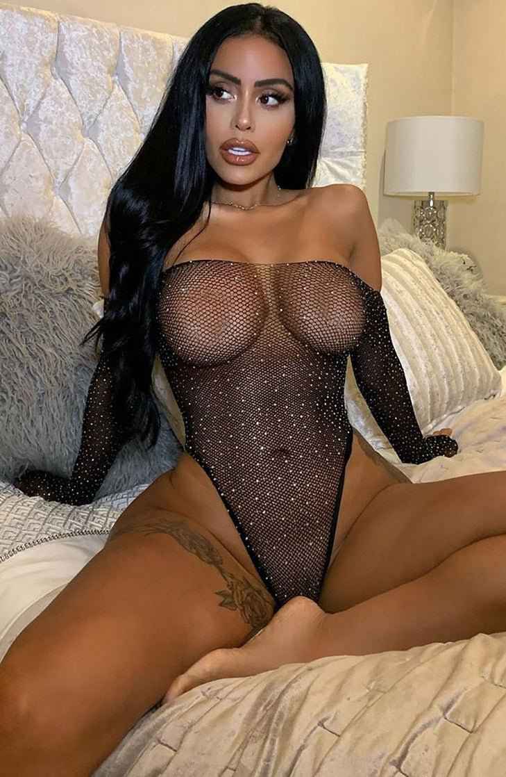 Black Crystalized Fishnet Bodysuit - Image 3