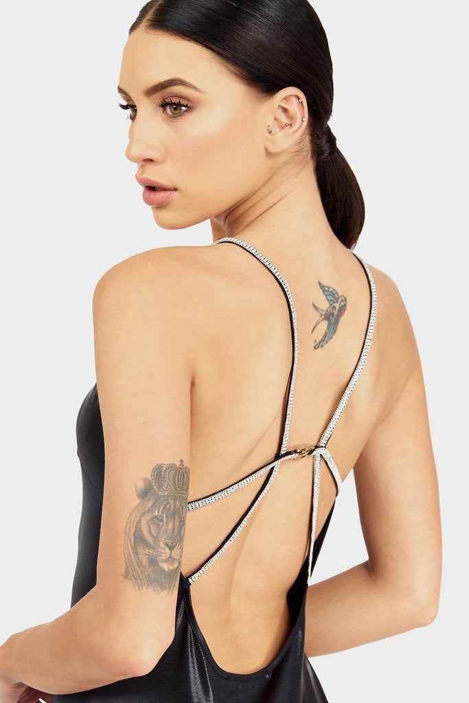 Black Dress Diamante back strap - Image 3