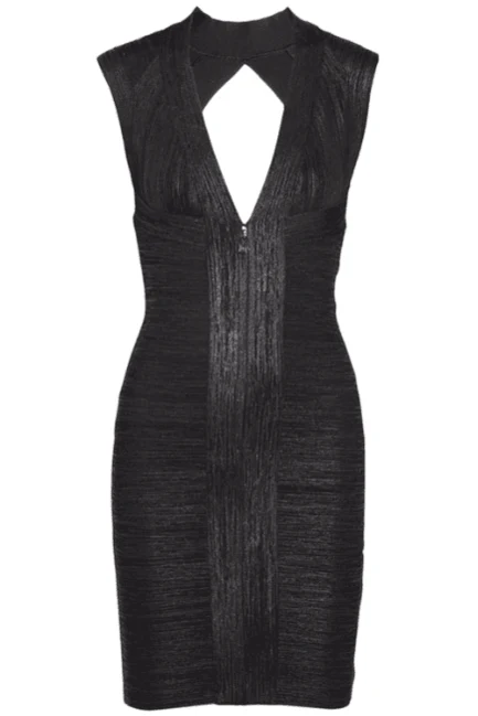 Black Glitter Bandage Dress - Image 3
