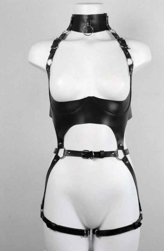 Black Harness Body Bondage Garters - Image 4