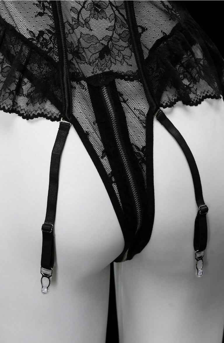Black Lace Zipper Bodysuit - Image 6