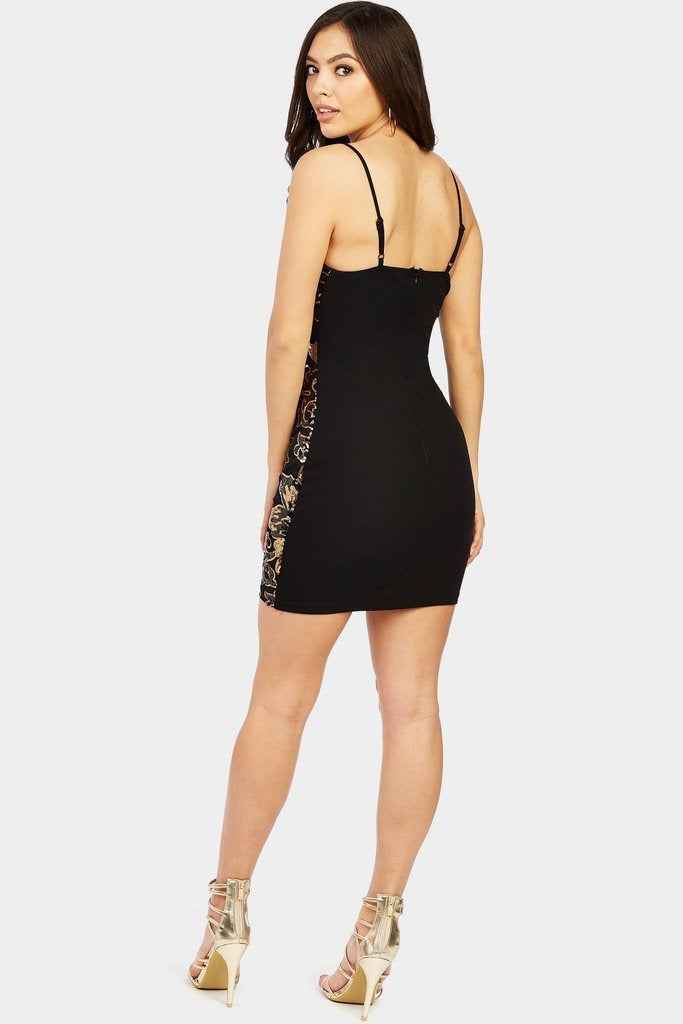 Black Sequin Strappy Mini Dress - Image 3