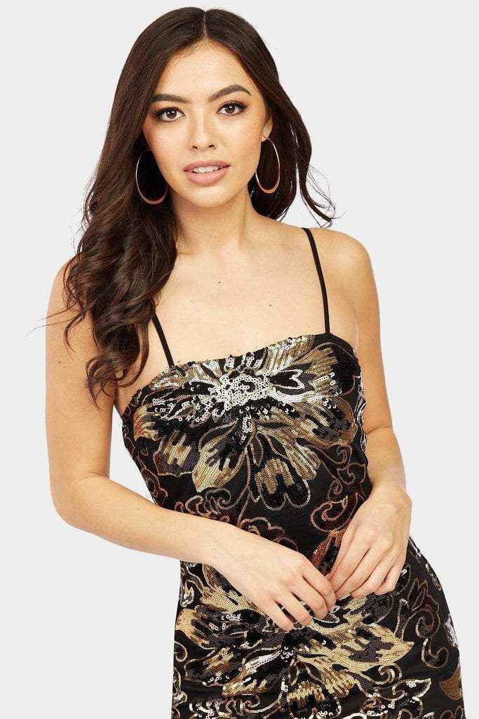 Black Sequin Strappy Mini Dress - Image 4