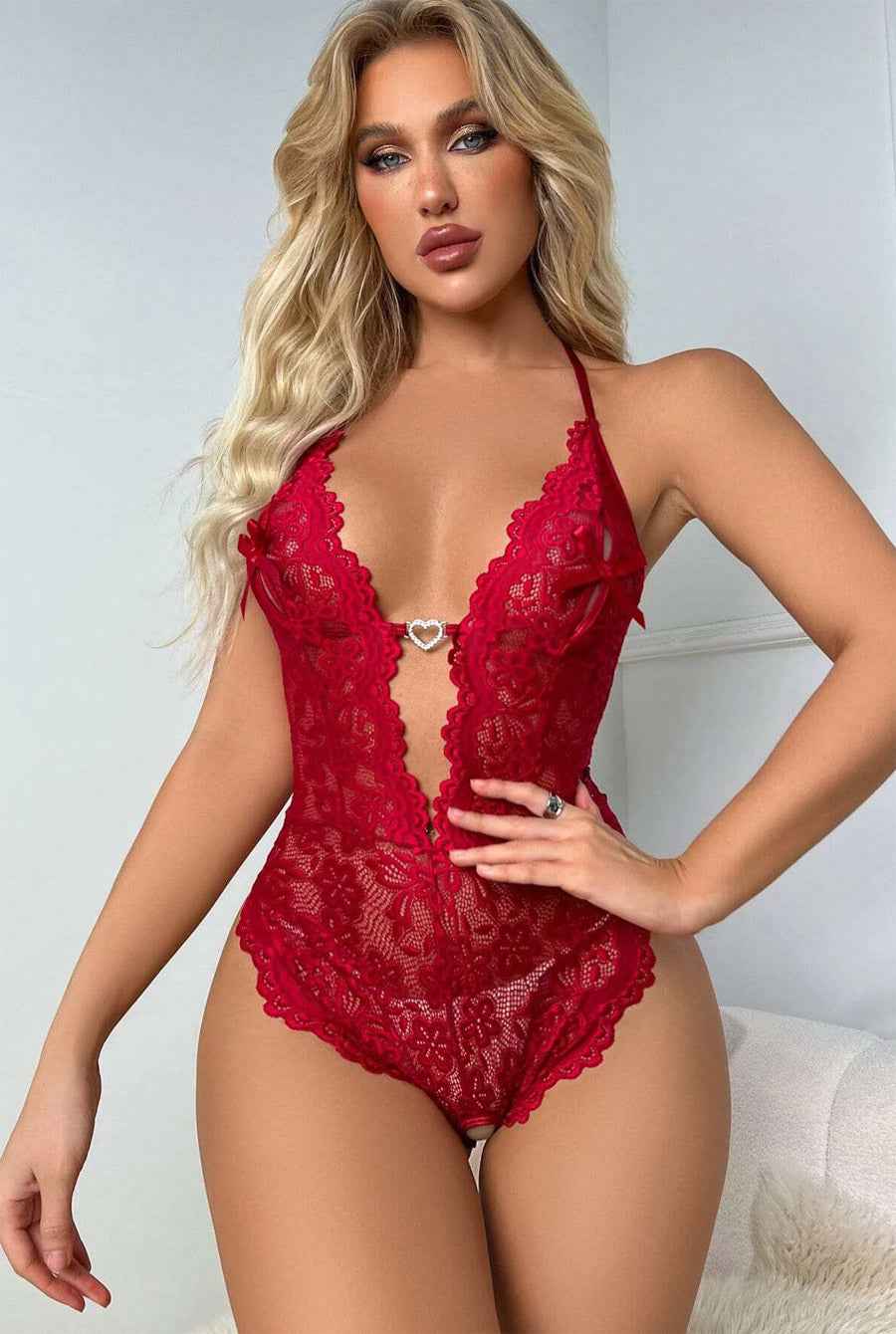 Burgundy Teddy HEART Rhinestone Decor