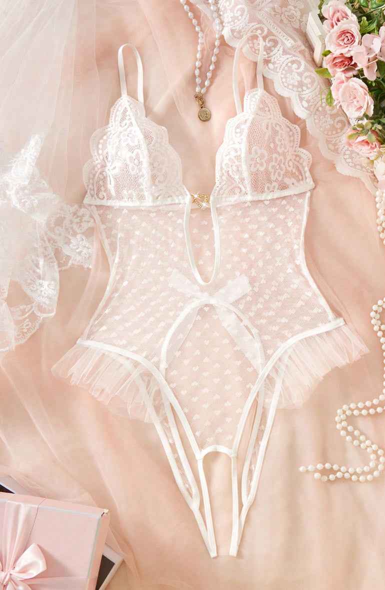 Crotchless White Teddy Lingerie - Image 5