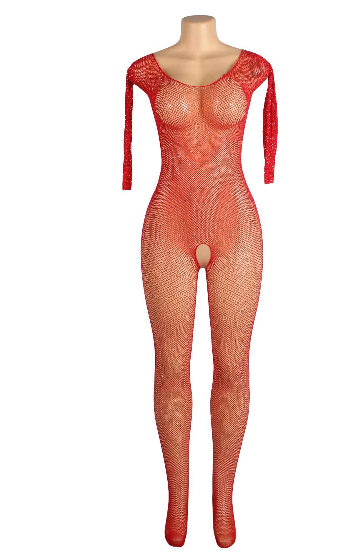 Diamond Red Rhinestone Bodystocking - Image 4
