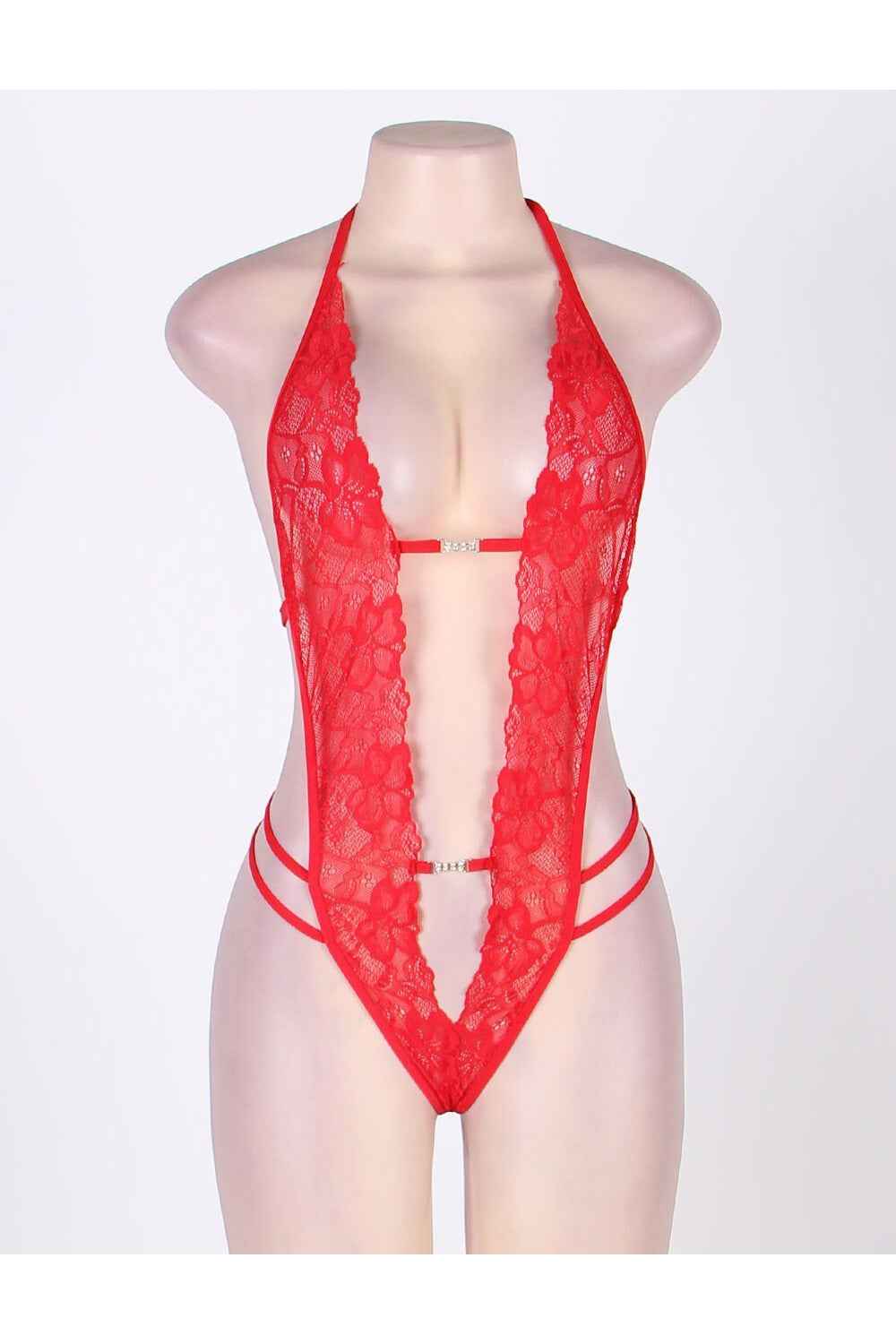 Embellished Crotchless Lace Teddy - Image 3