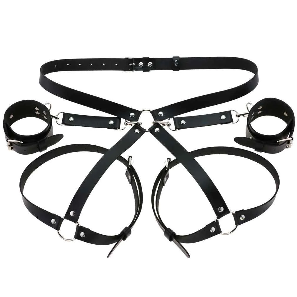 Garter Body Harness Belt Faux Leather Handcuffs - Image 5