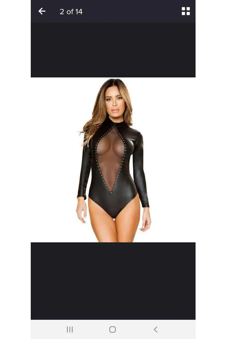 High Neck Black PVC Bodysuit - Image 6