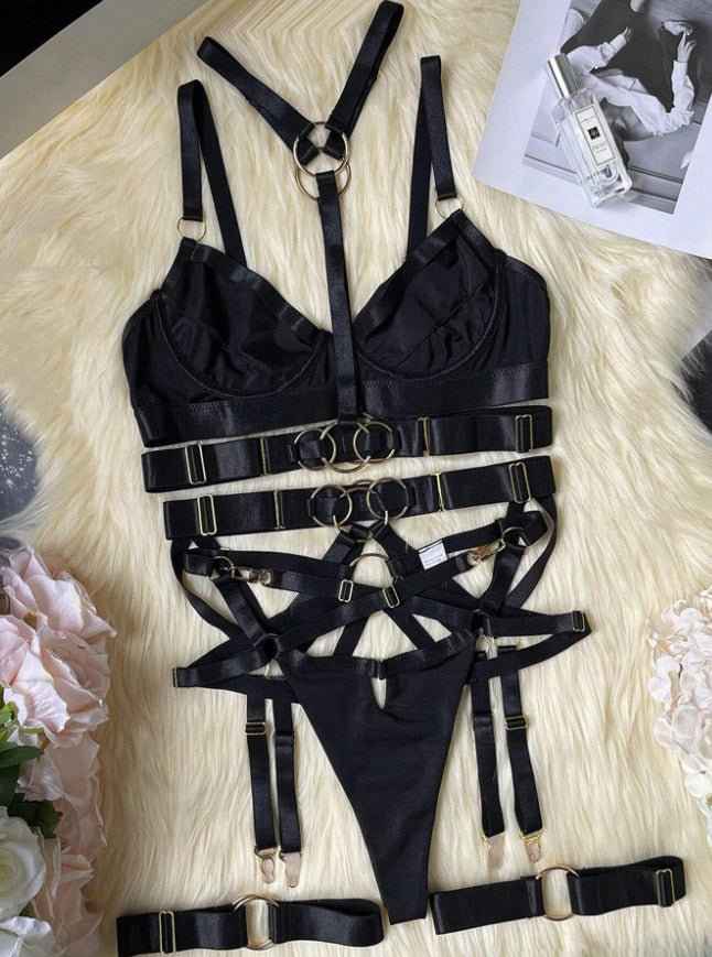 Hot Black 5 Piece Lingerie Set - Image 6