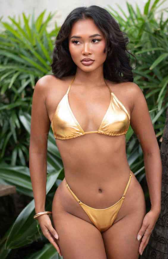Metallic Gold Bikini Set - Image 2