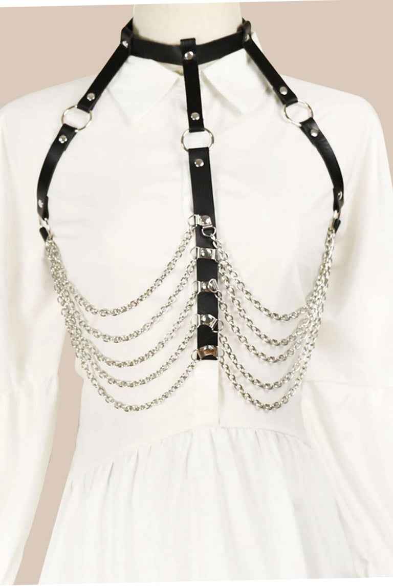 Open Cup Body Harness with Chains - Image 3