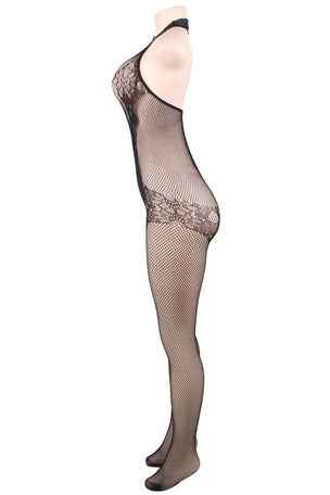 Plus Size Lace and Fishnet Turtleneck Bodystocking - Image 5