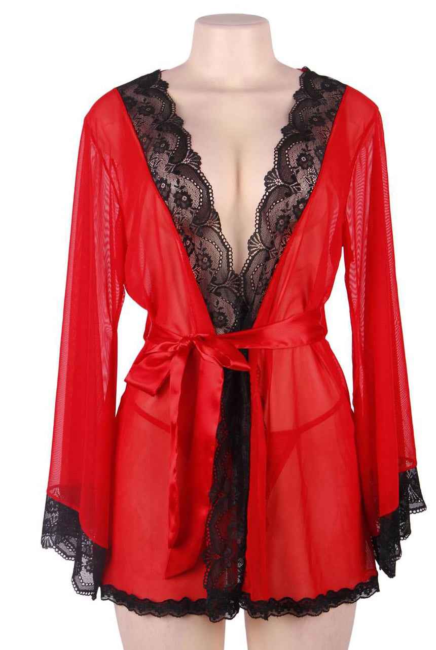 Red & Black Sheer Desire Robe - Image 4