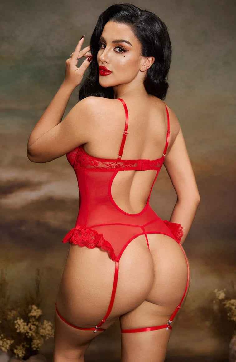 Red Diamante Heart Bustier - Image 2