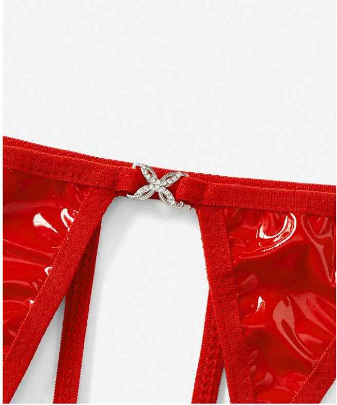 Red PVC Sexy Open Crotch Panty - Image 3