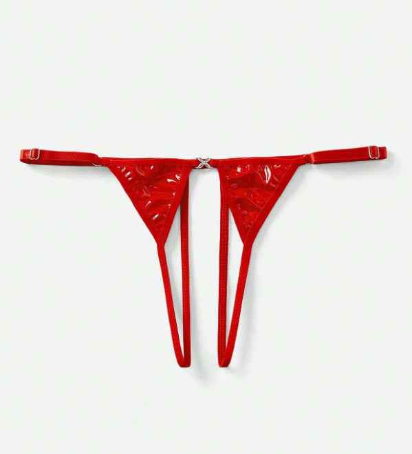 Red PVC Sexy Open Crotch Panty - Image 4