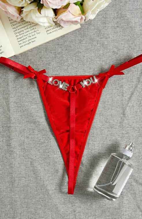 Rhinestone G-String Love You Panty - Image 3