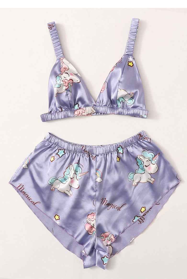 Satin Bralet And Short PJ Night Set - Image 3