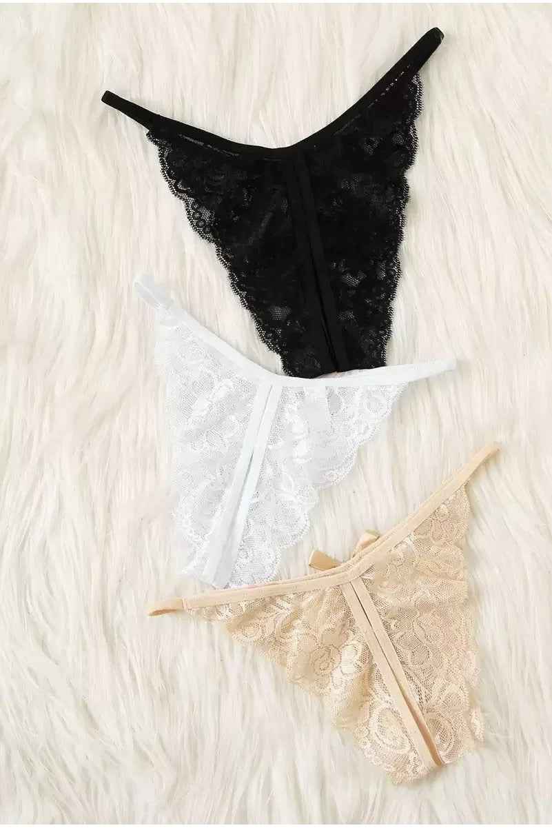 Scalloped Trim Lace Crotchless Panty - Image 3