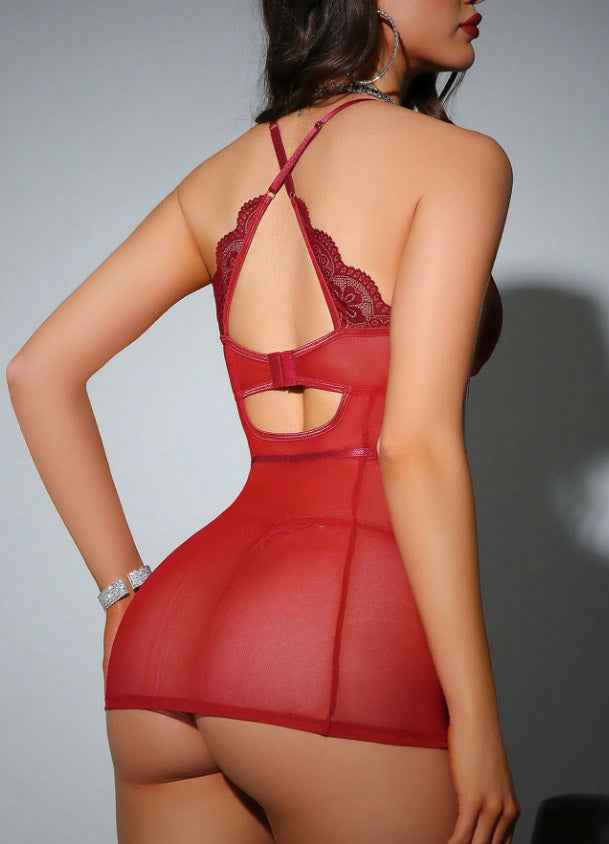 Sexy Burgundy Chemise Lingerie - Image 4