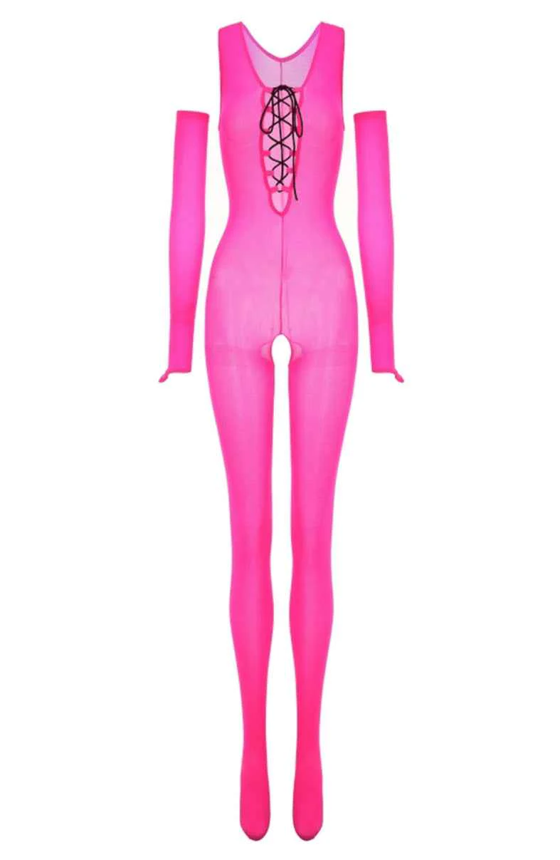 Sexy Pink Crotchless Bodystockings - Image 5