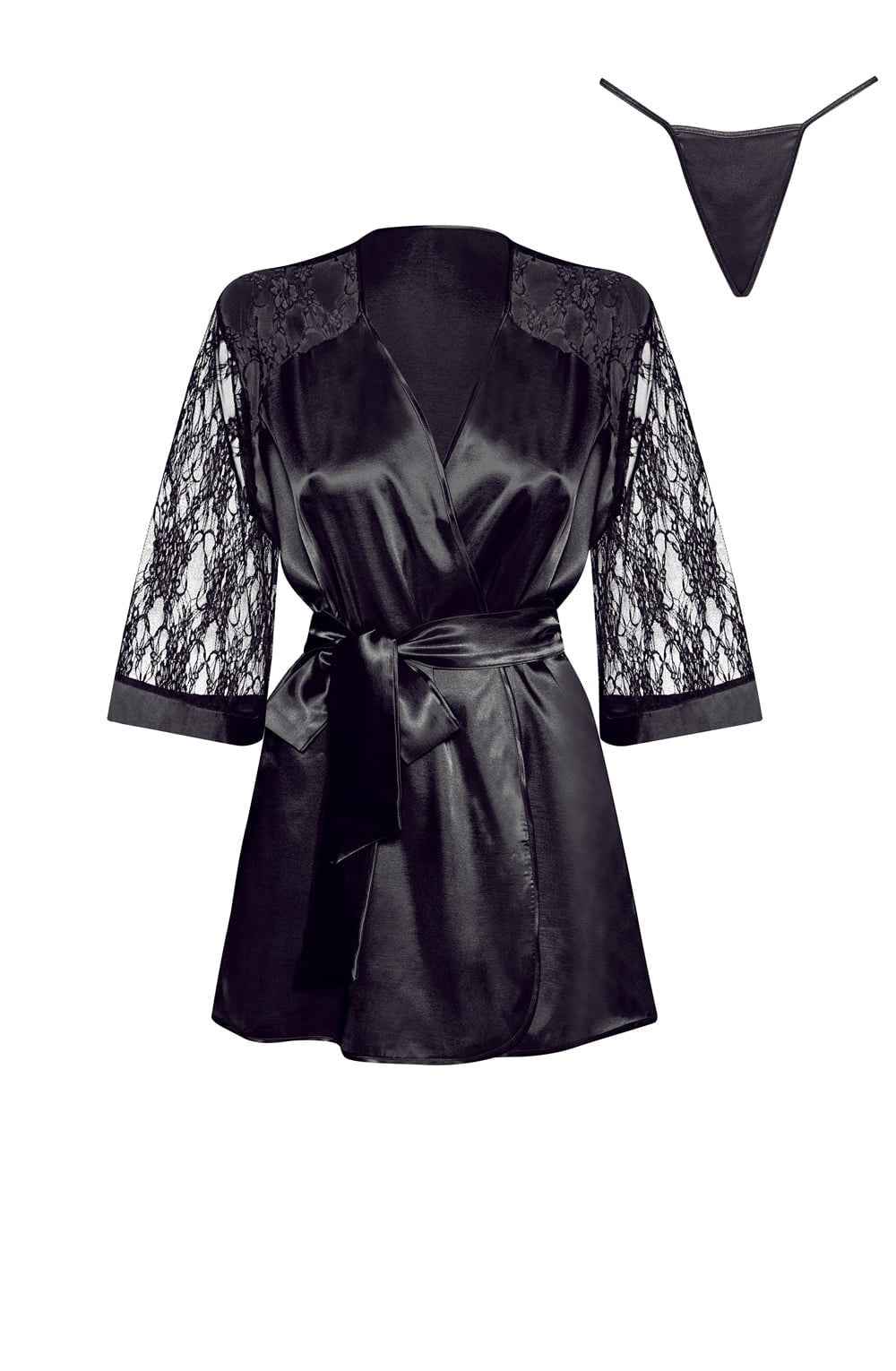 Sexy Short Dressing Gown Marissa Peignoir Black - Image 3