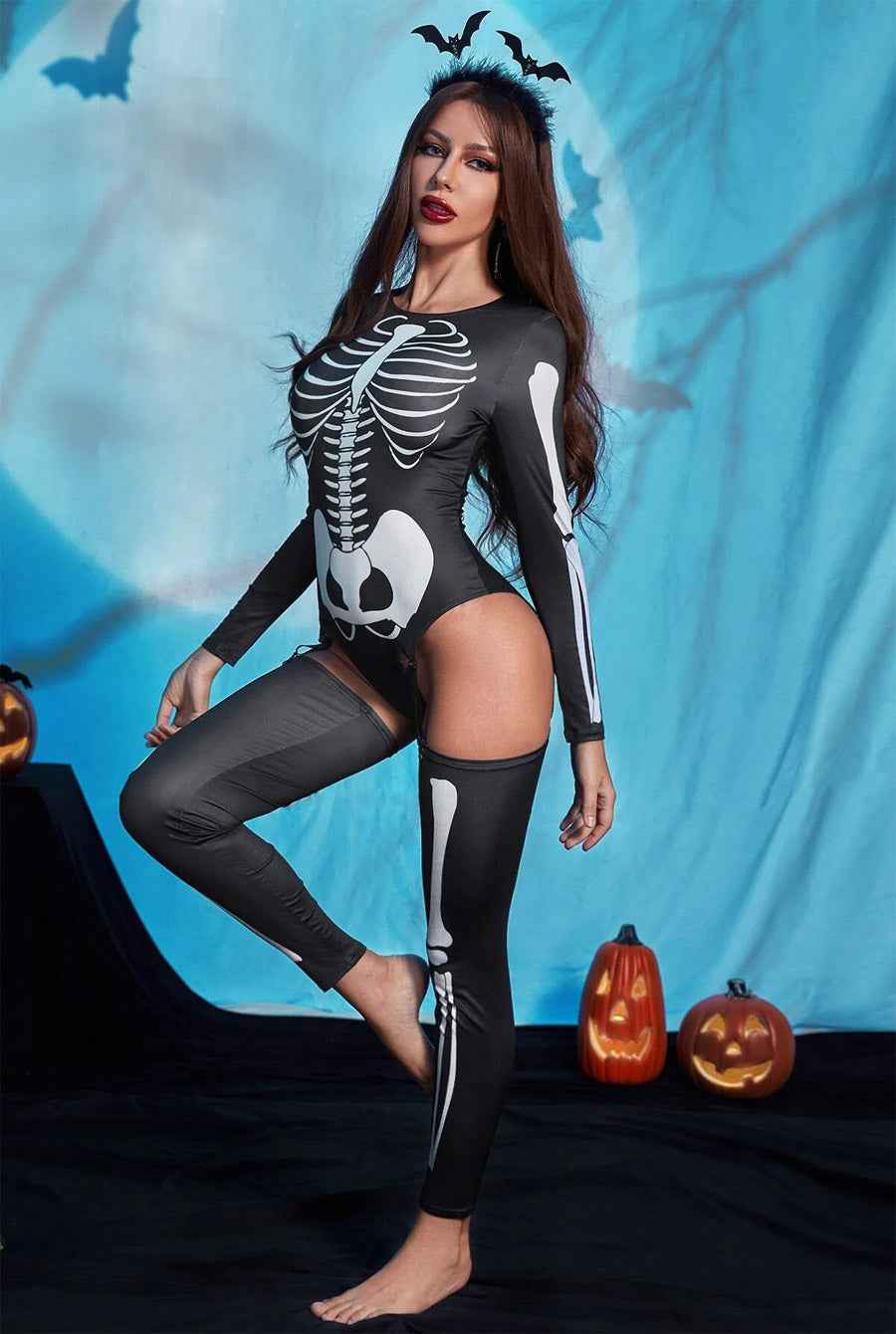 Sexy Skeleton Halloween Bodysuit Costume - Image 3