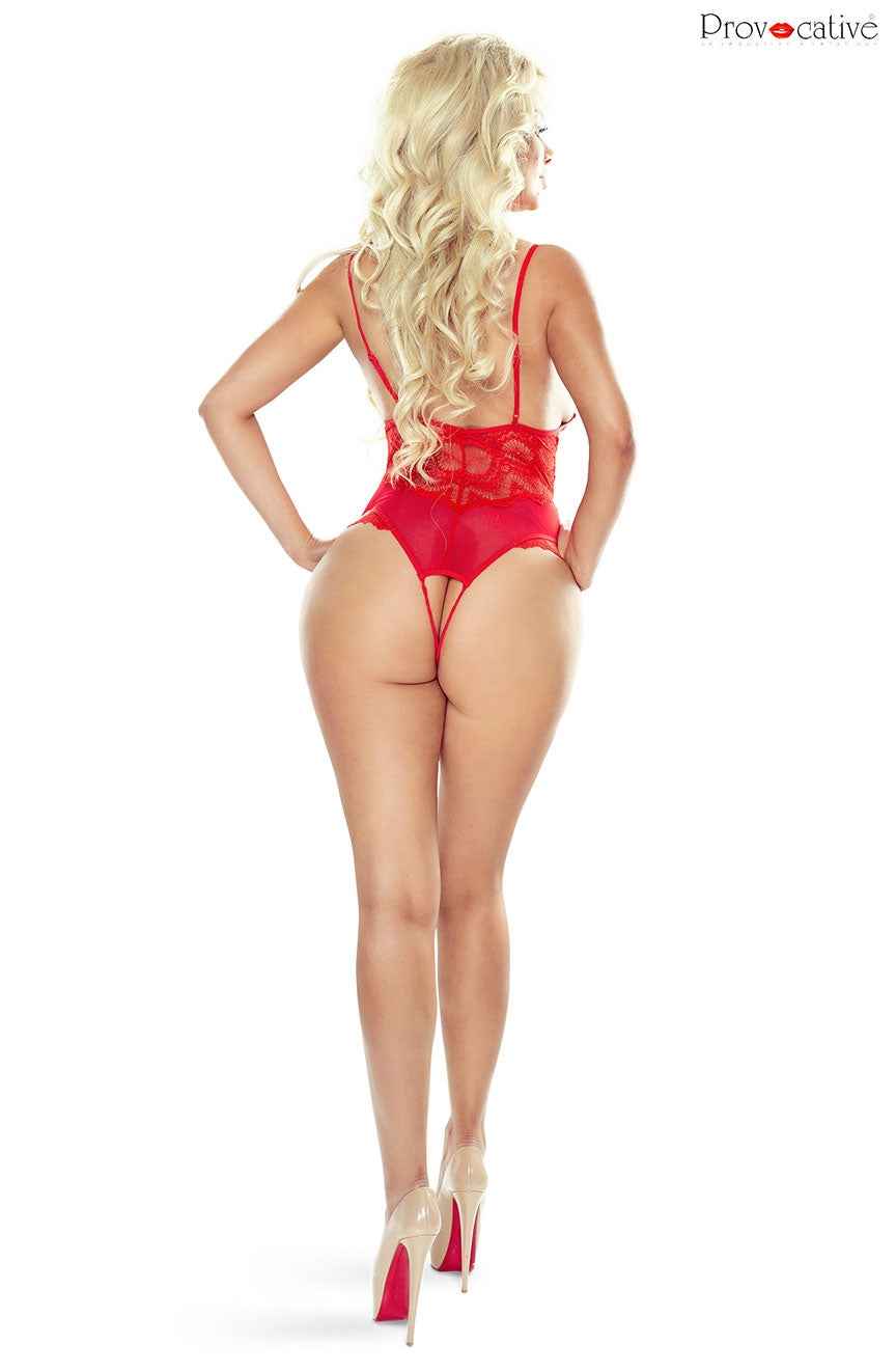 Stunning Open Crotch Red Bodysuit - Image 3