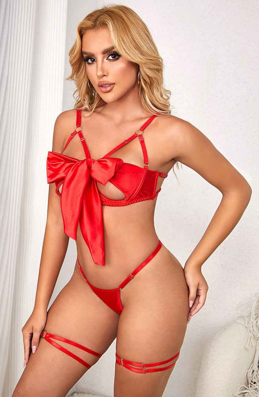 Unwrap Me Mesh Bow Bra Set Lingerie - Image 5