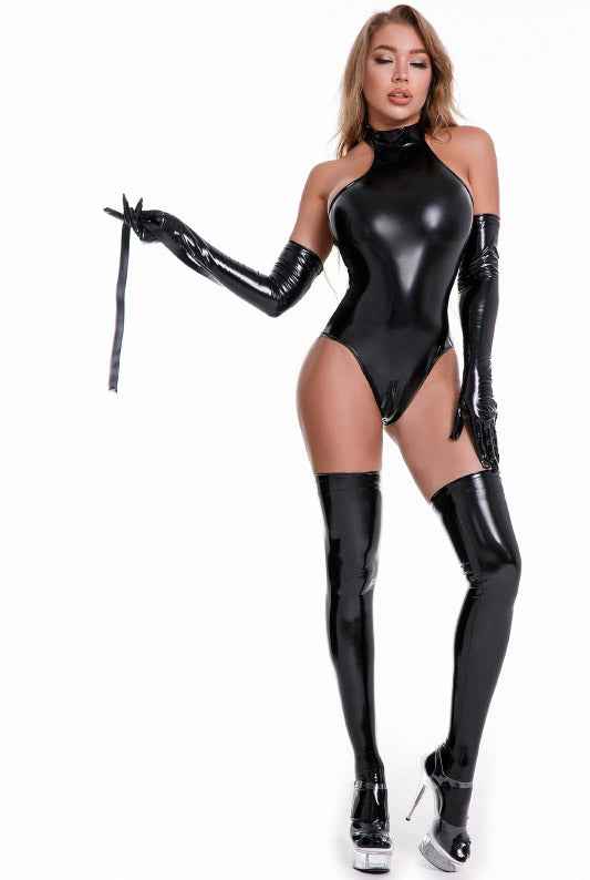 Wet Look Long Gloves - Image 3