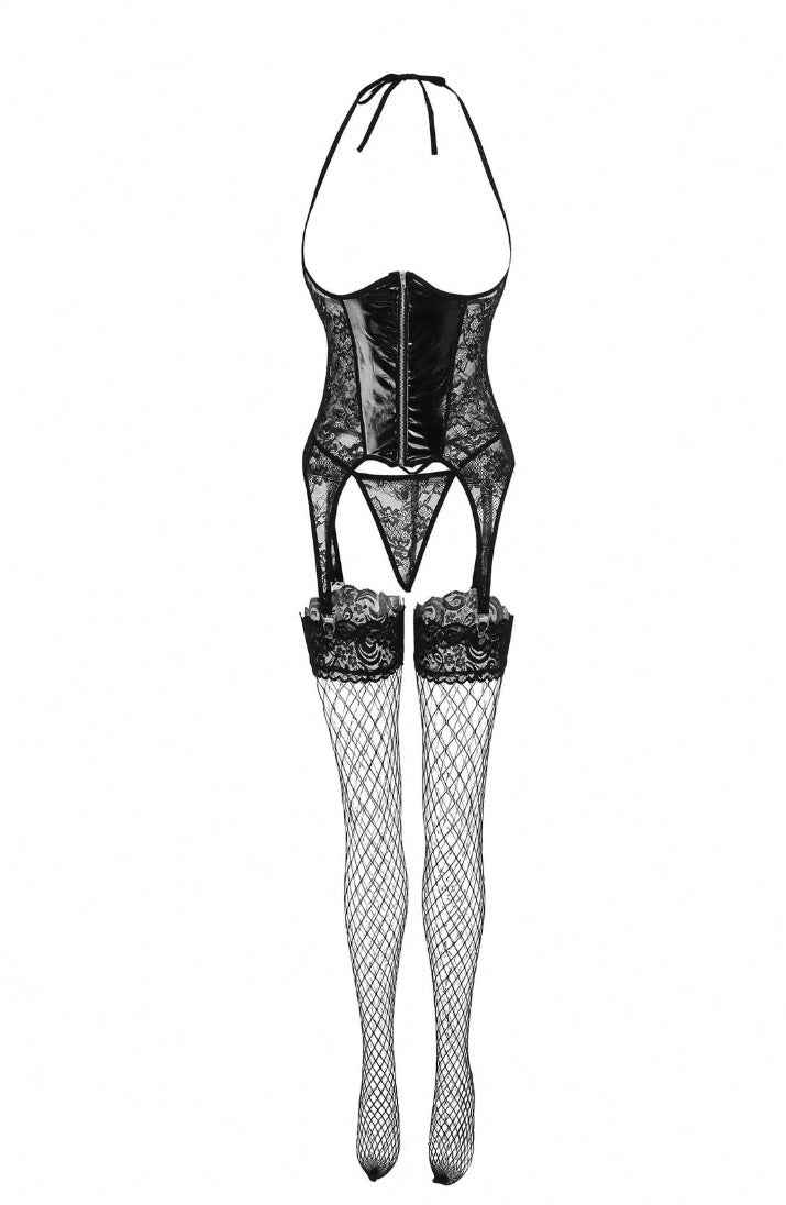 Wet Look Open Cup corset - Image 7