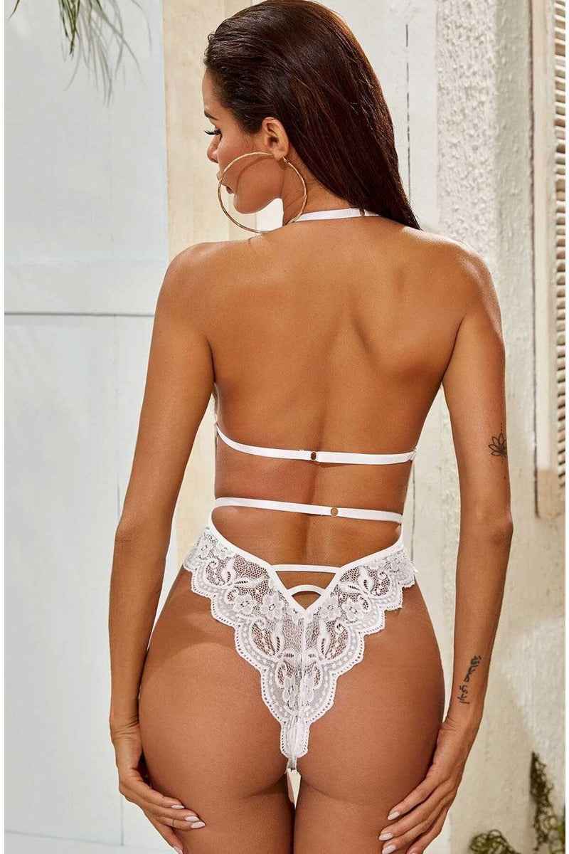 White Lace Bodysuit Teddy - Image 2