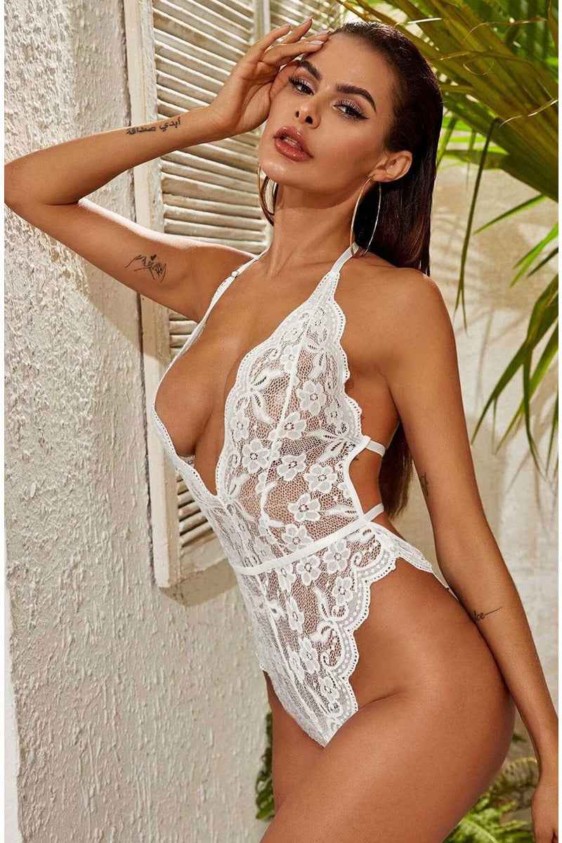 White Lace Bodysuit Teddy - Image 4